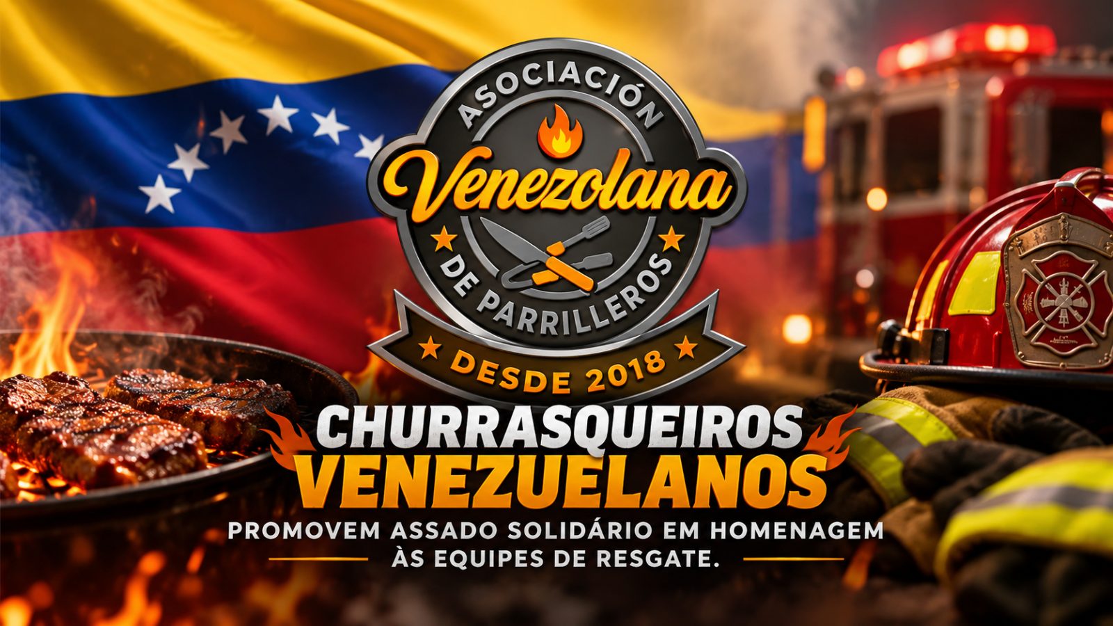 Churrasqueiros venezuelanos promovem assado solidário em homenagem às equipes de resgate