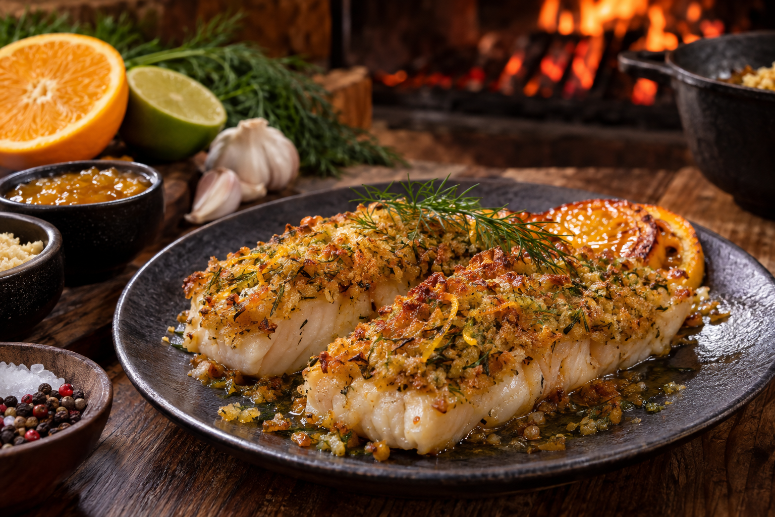 Pescada amarela com crosta crocante